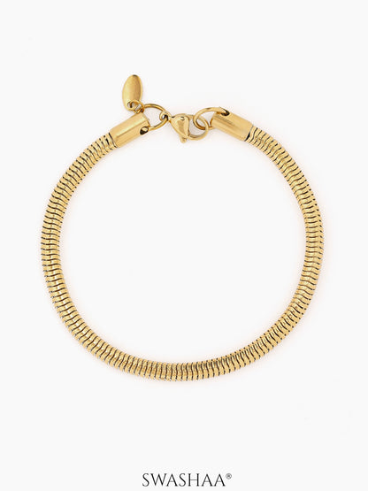 Round Snake Chain 4 MM Men's Bracelet 18K Gold Plated
