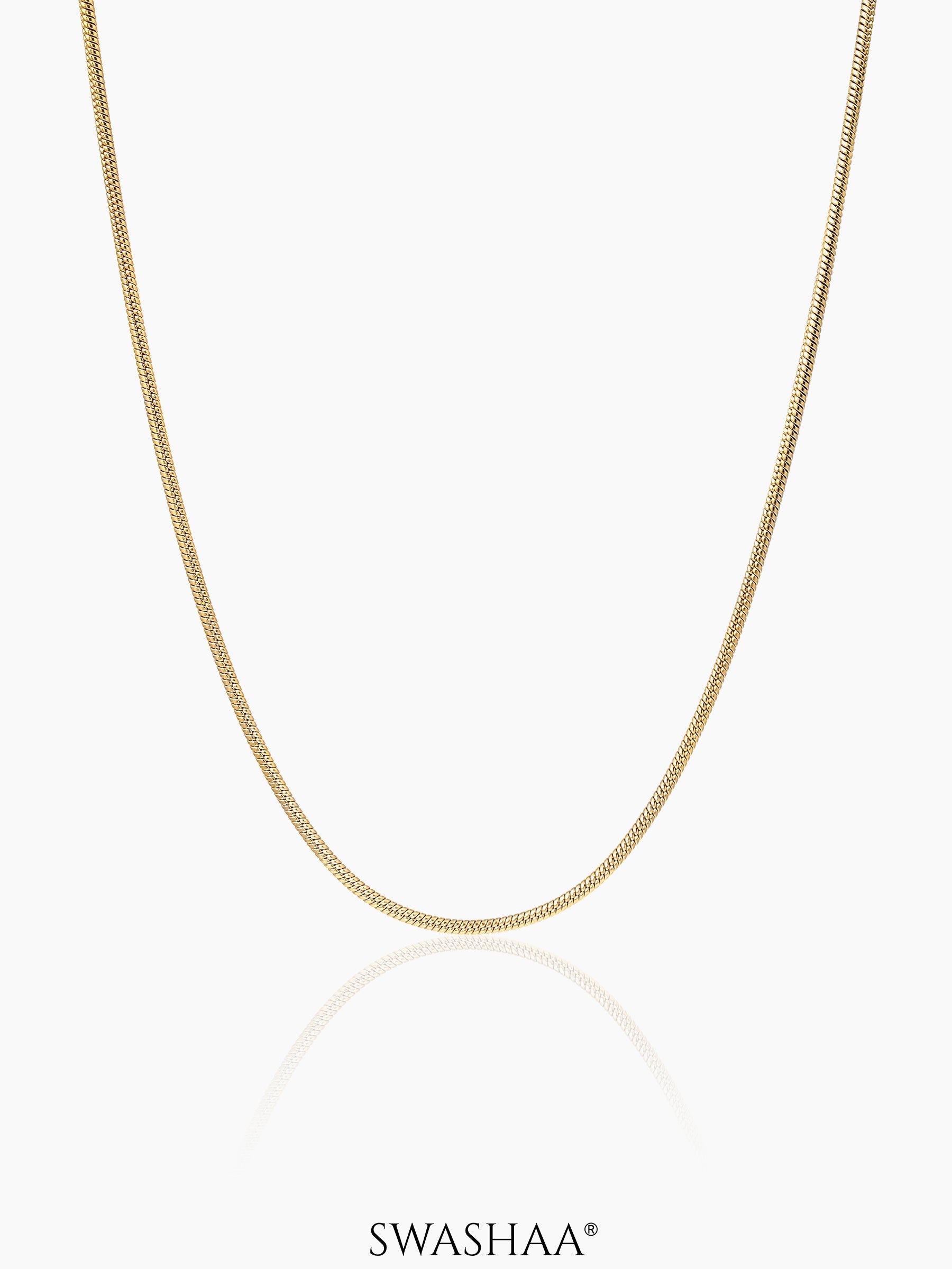 Round Snake 2 MM Men's Chain 18K Gold Plated