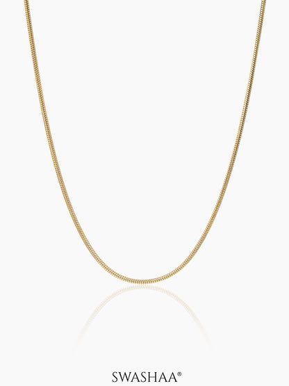 Round Snake 2 MM Men's Chain 18K Gold Plated