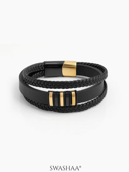 Rovek Men's Leather Bracelet Black