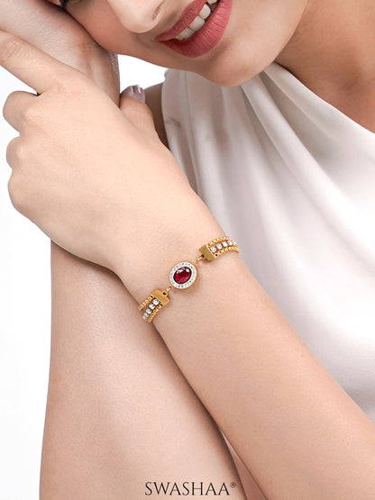 Ruby 18K Gold Plated Bracelet