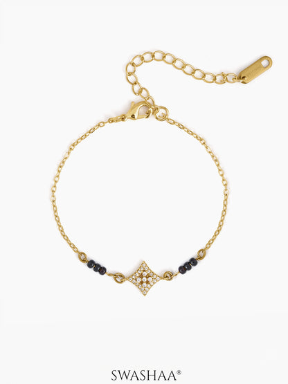 Ruhika Square Diamond Cluster Mangalsutra Bracelet 18K Gold Plated