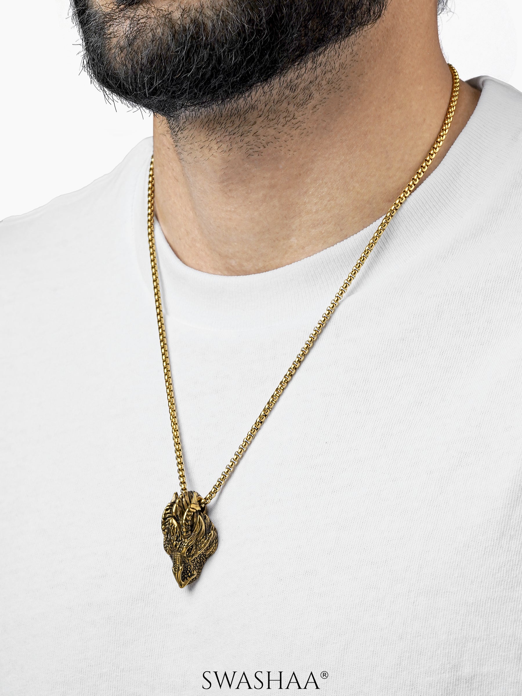 Rusty Cayote 18K Gold Plated Men's Chain Pendant