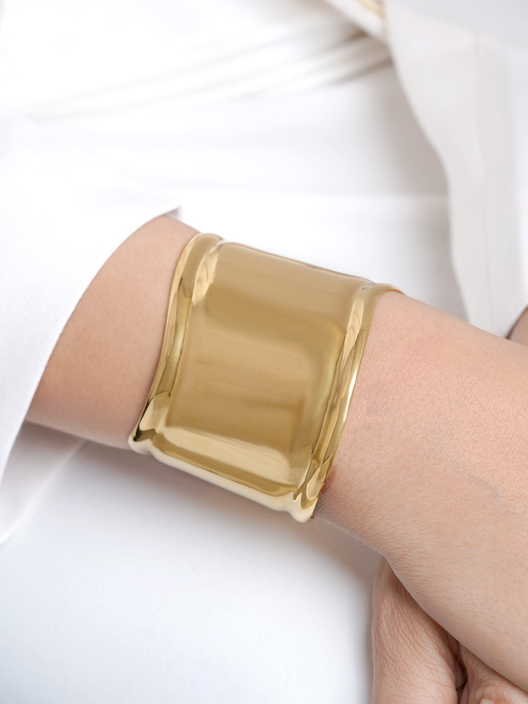 Lunava Bold Curve 18K Gold Plated Cuff Bracelet
