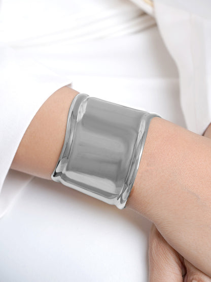 Lunava Bold Curve Silver Cuff Bracelet
