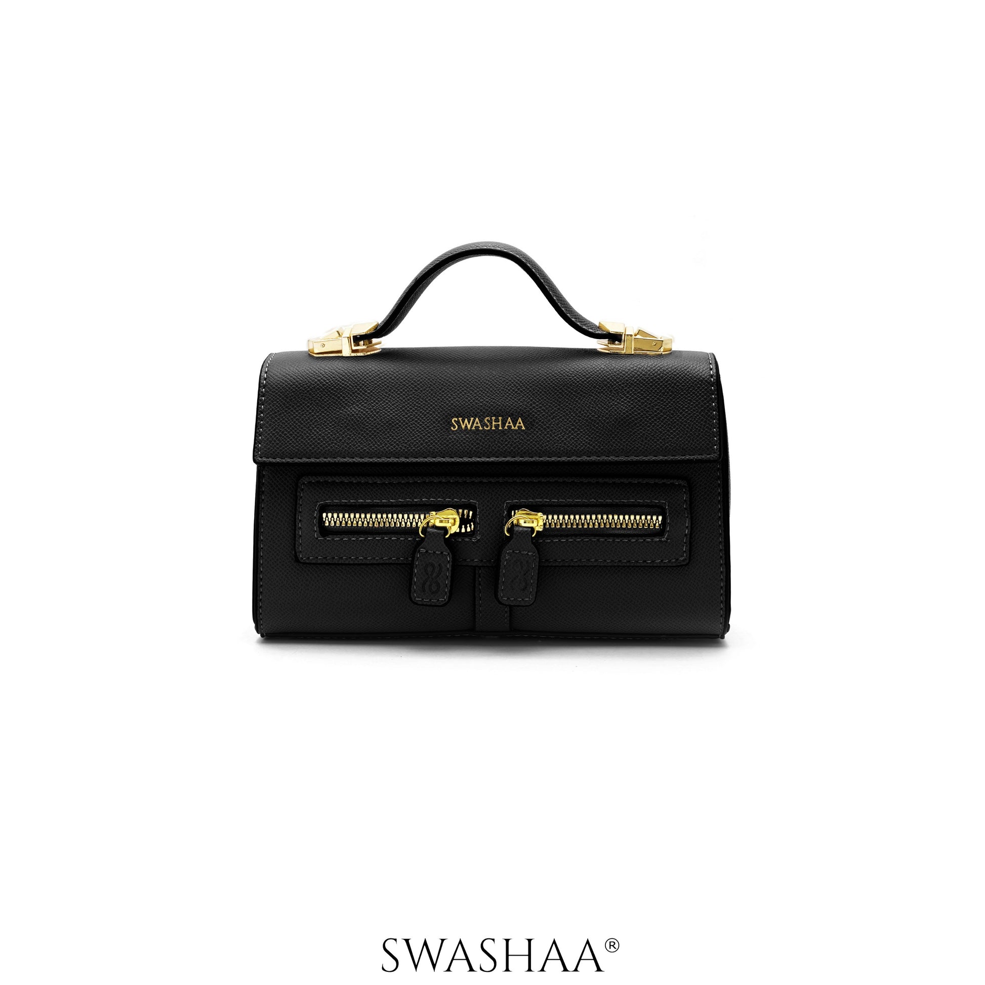 Saanvi Leather Sling Bag Black