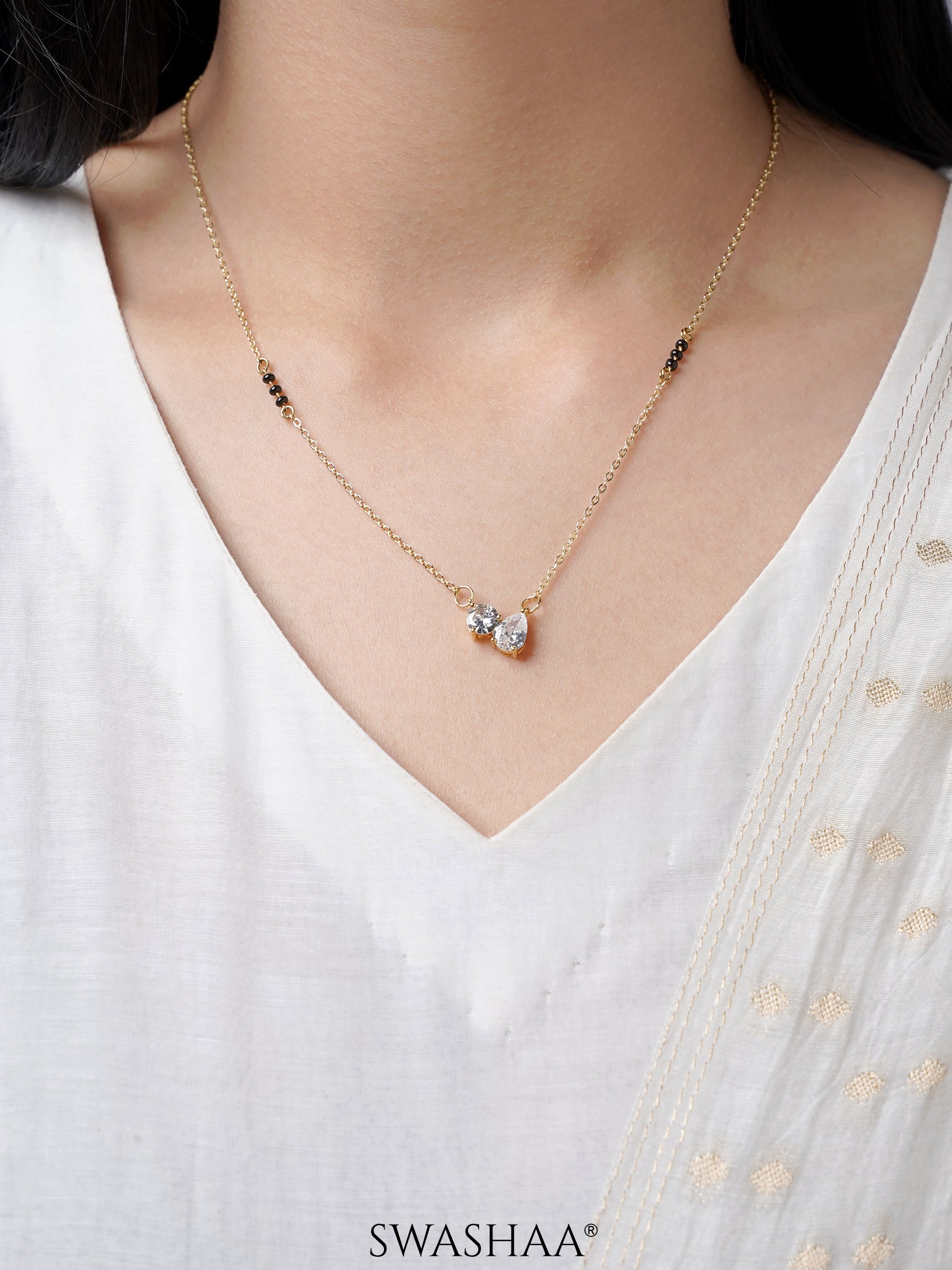 Saanvi Solitaire 18K Gold Plated Mangalsutra