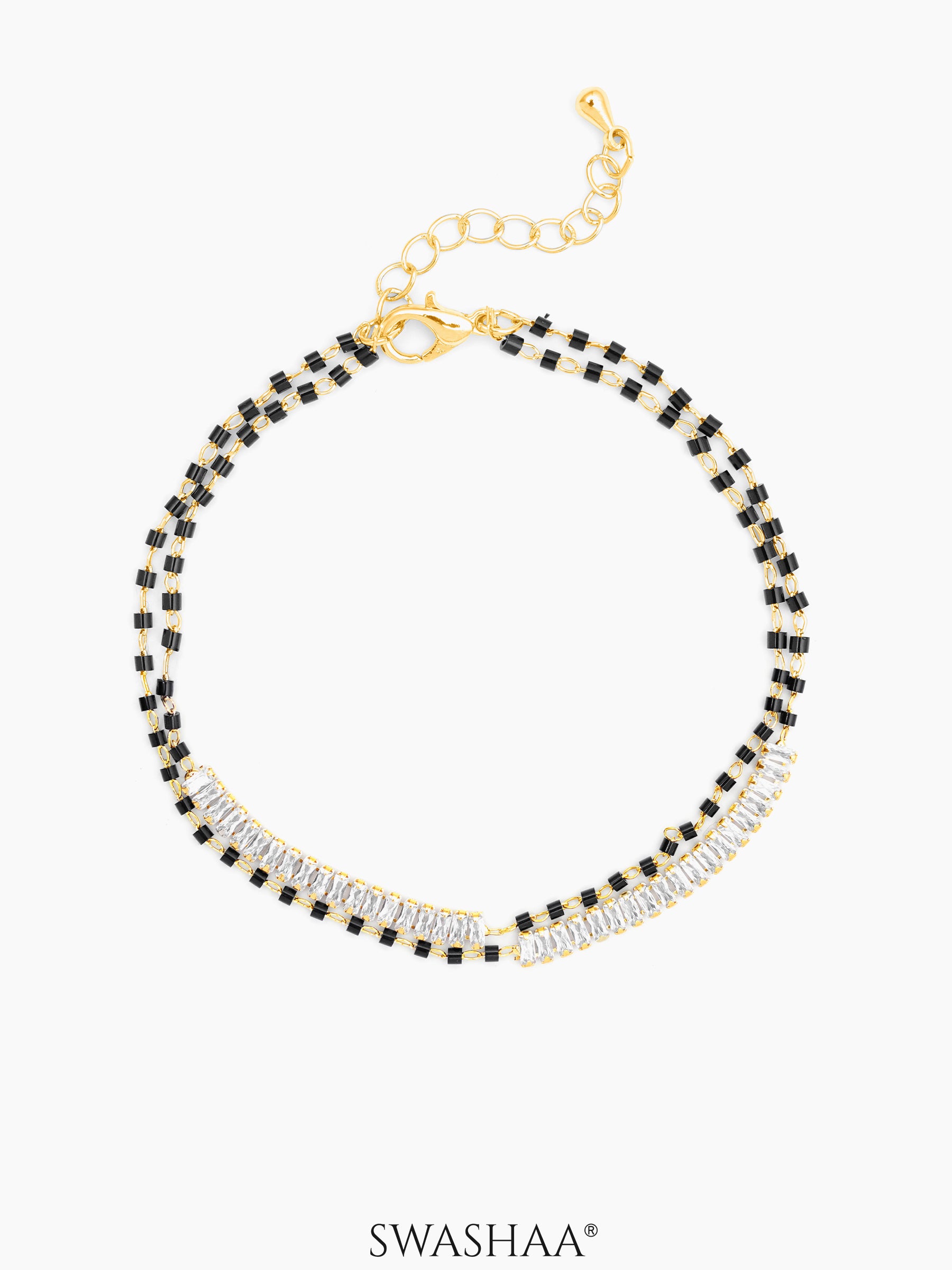 Samiha Baguette Diamond Mangalsutra Bracelet 18K Gold Plated