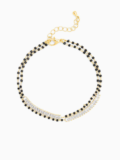 Samiha Baguette Diamond Mangalsutra Bracelet 18K Gold Plated