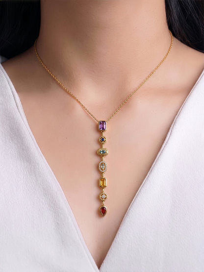 Sarelia 18K Gold Plated Multi Diamond Necklace
