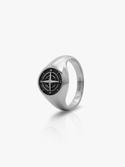 Saren Orbit Silver Signet Men's Rings Silver