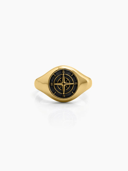 Saren Orbit 18K Gold Plated Signet Men's Rings