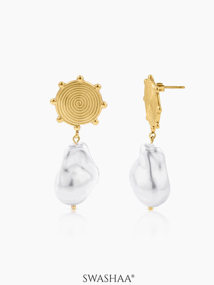 Sarina Pearl 18K Gold Plated Earrings Gold