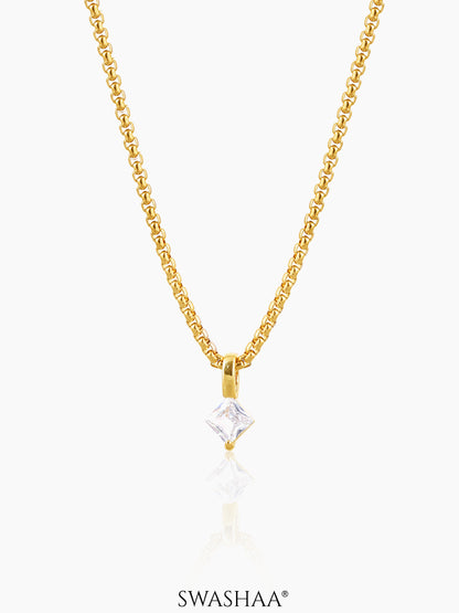 Seana Square Cut Diamond 18K Gold Plated Necklace Gold