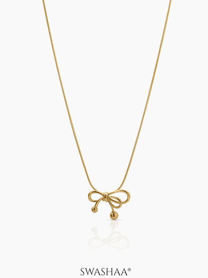 Selina Bow Charm Necklace 18K Gold Plated
