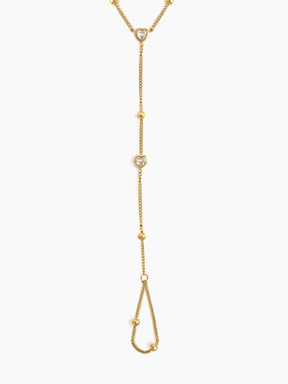 Selis Heart Diamond Beaded 18K Gold Plated Ring Bracelet