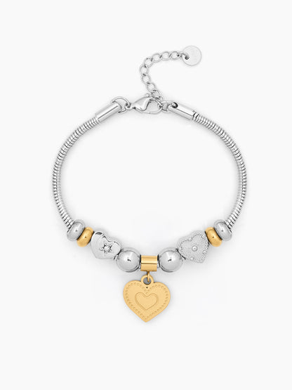 Selora Heart Bead Silver - 18K Gold Plated Women's Bracelet Silver - Gold