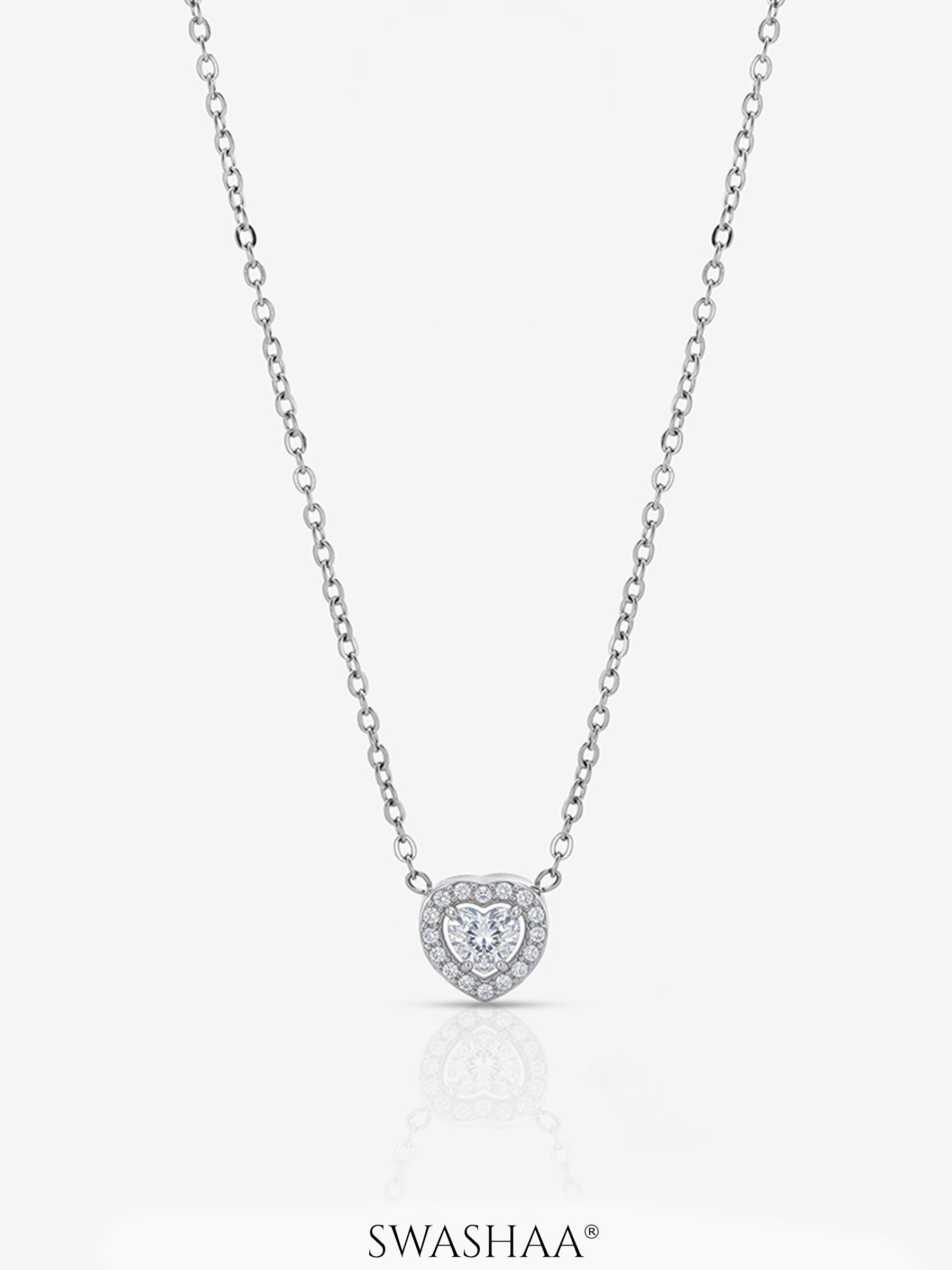 Selvara Heart Diamond Necklace Silver
