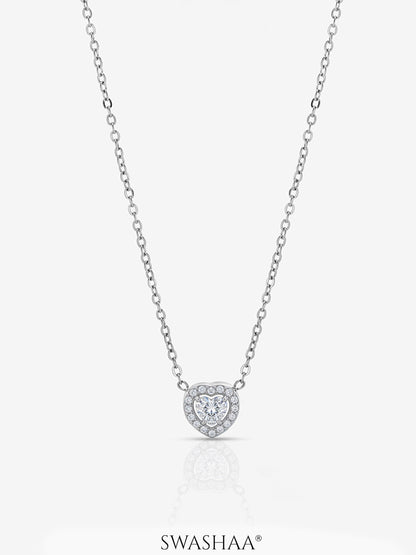Selvara Heart Diamond Necklace Silver