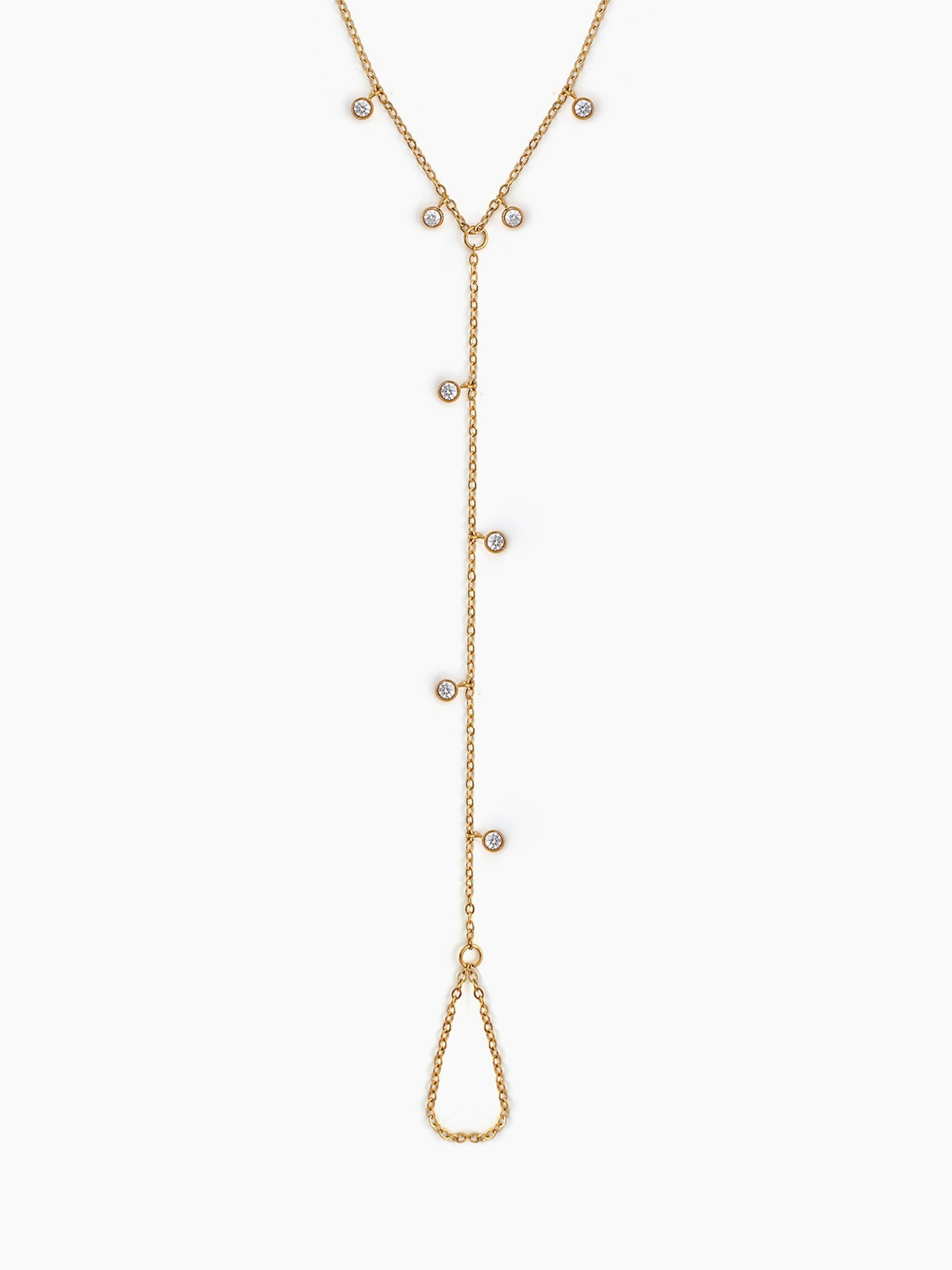 Selvya Diamond Drop 18K Gold Plated Ring Bracelet