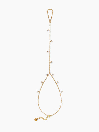 Selvya Diamond Drop 18K Gold Plated Ring Bracelet Gold