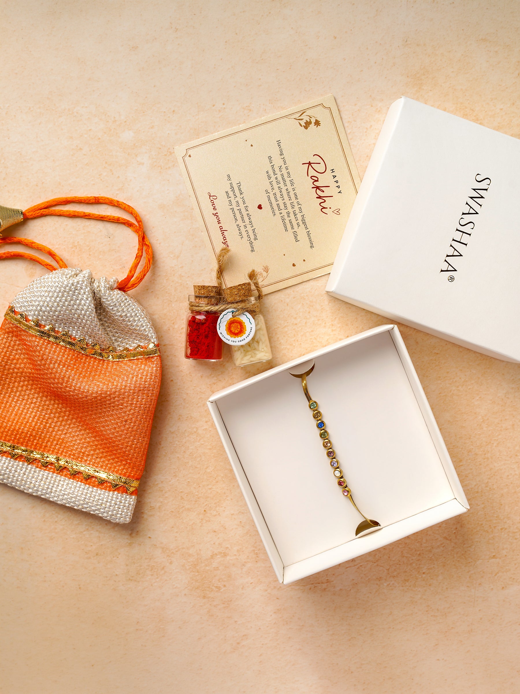Senorita Multi Stone 18K Gold Plated Rakhi