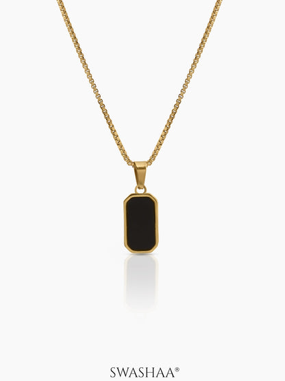 Serelina Black Stone Necklace 18K Gold Plated
