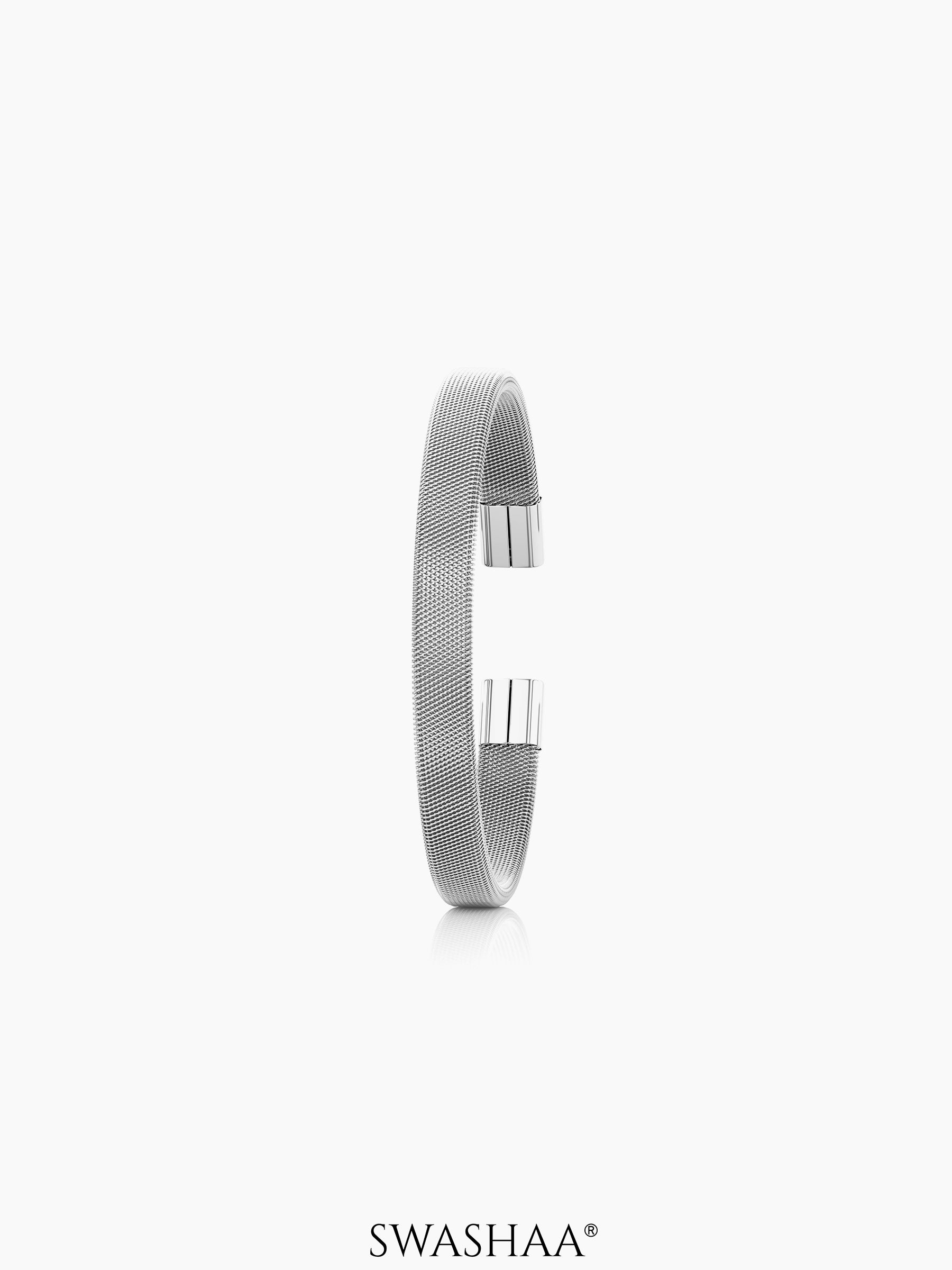 Mesh Cuff Men's Bracelet Silver