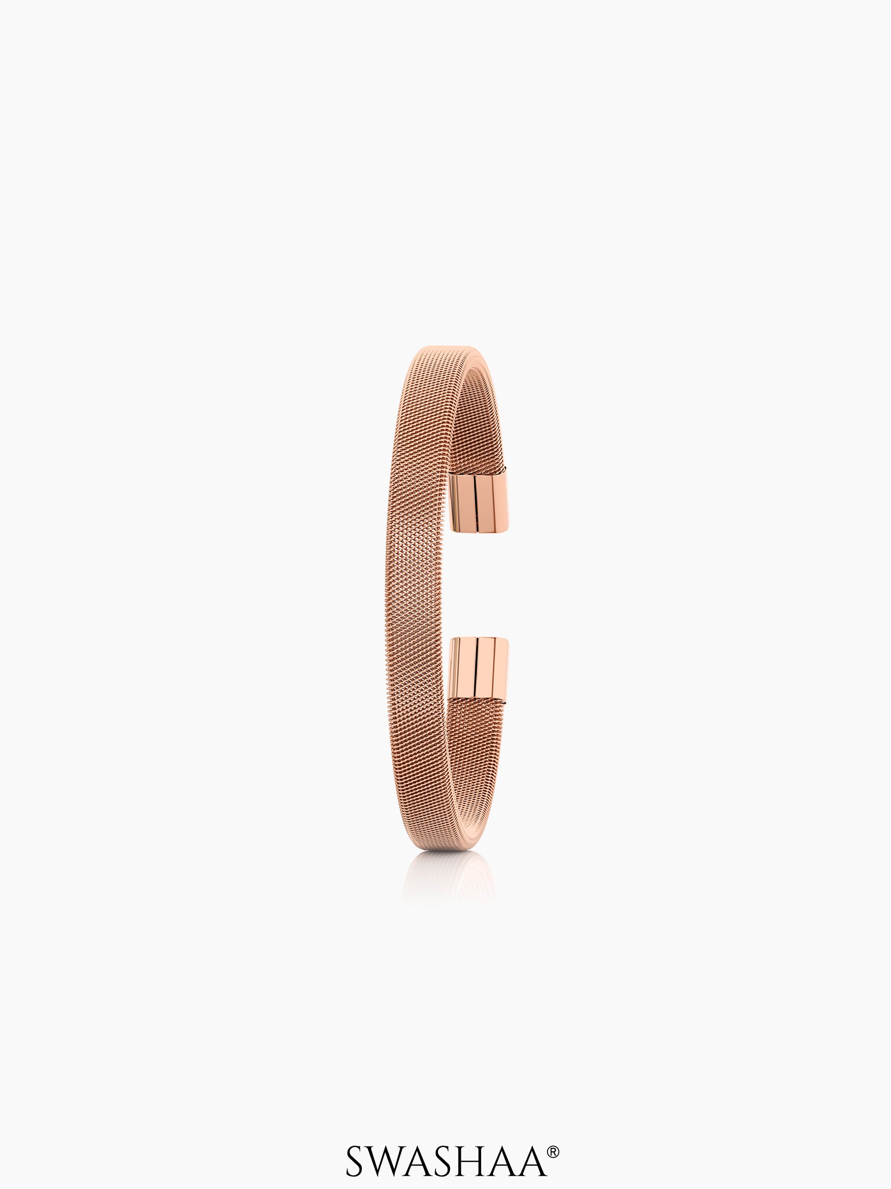 Mesh Cuff Men's Bracelet Rosegold Plated