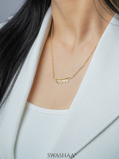 Shalakha Leaf 18K Gold Plated Necklace