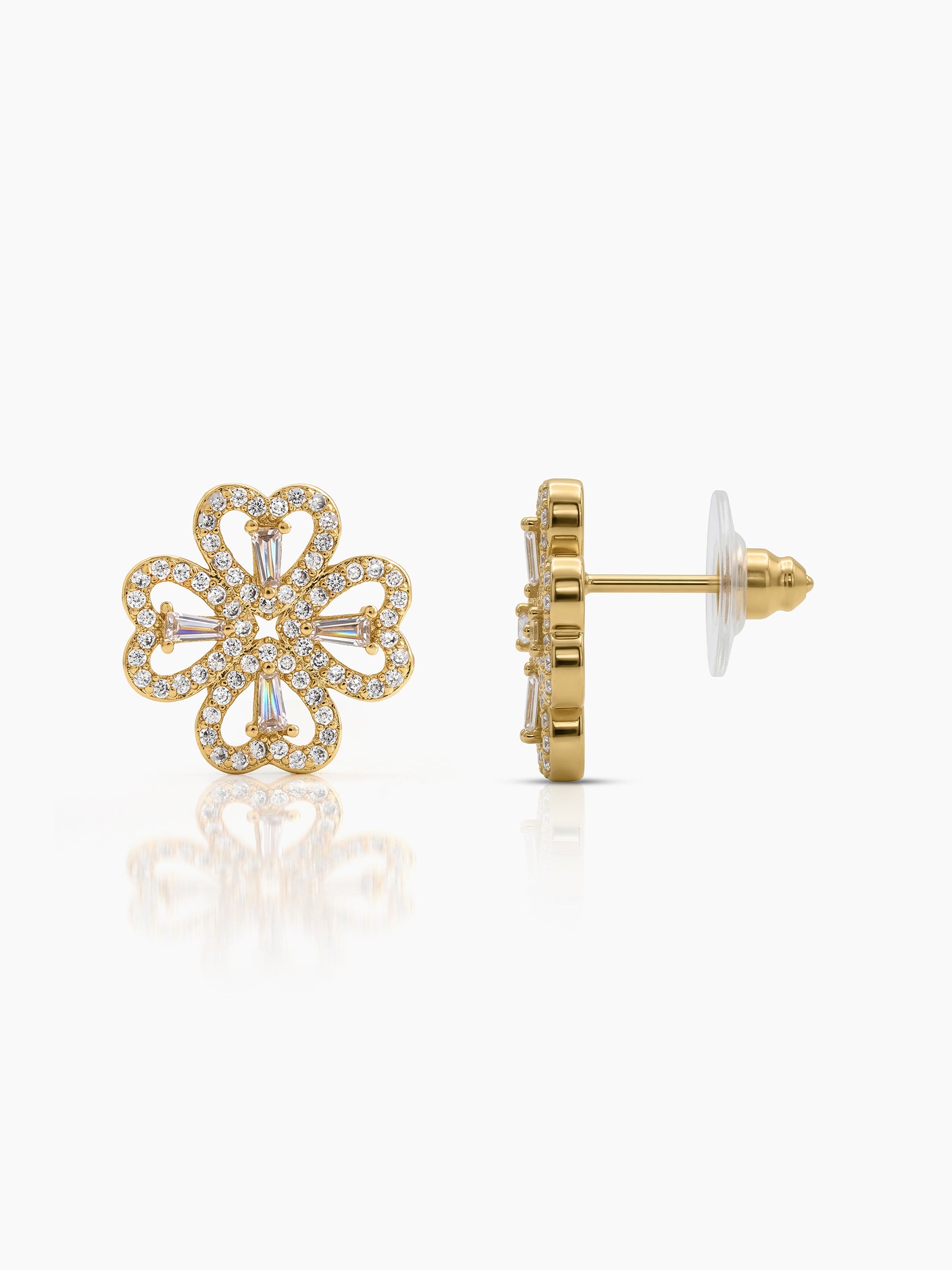 Shiny Clover 18K Gold Plated Earrings Gold