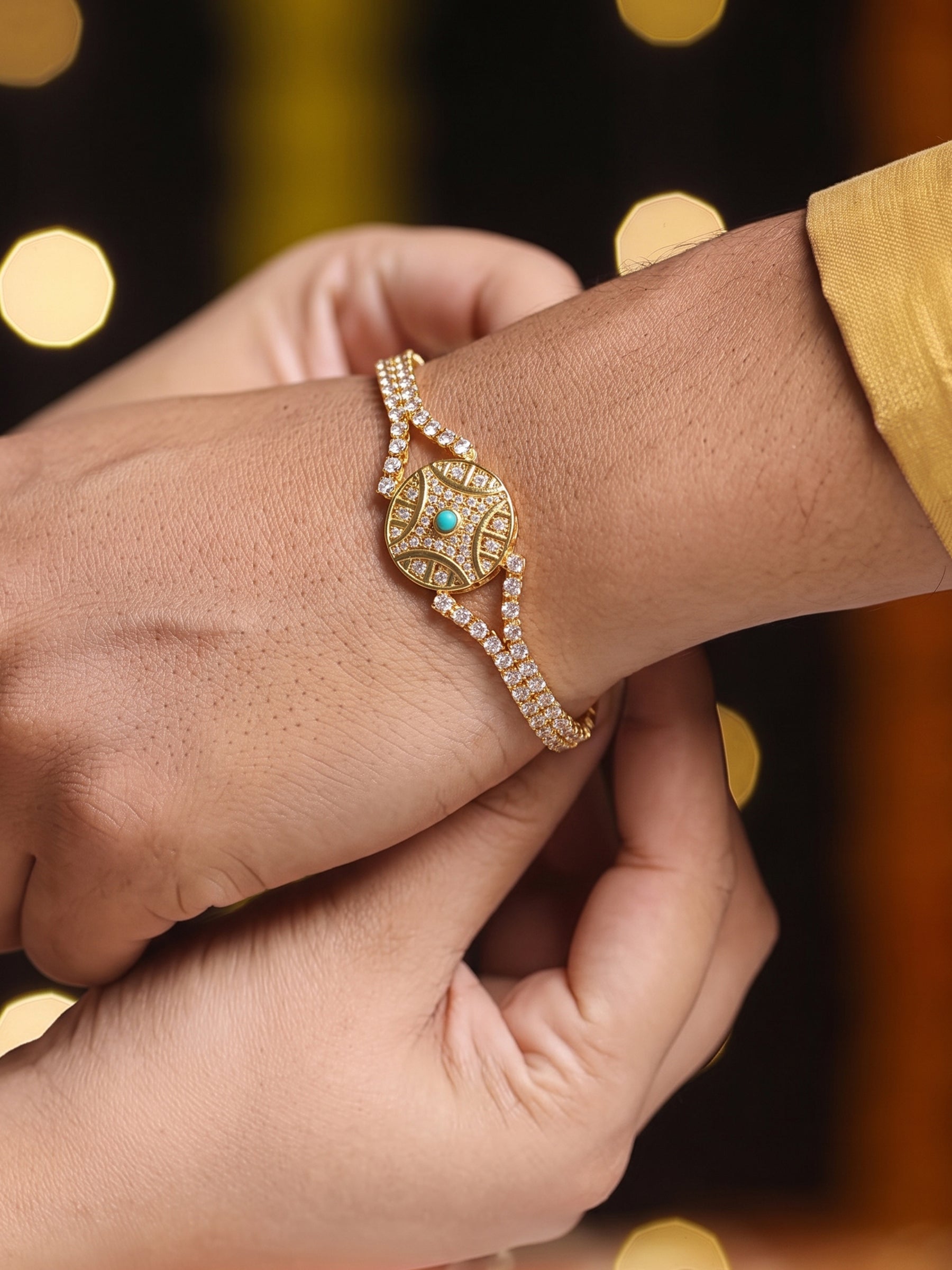 Shubh Diamond 18K Gold Plated Rakhi