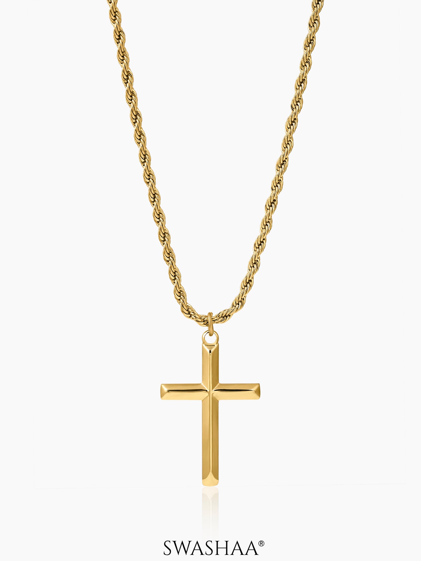 Sion Cross Rope Men's Chain Pendant 18K Gold Plated