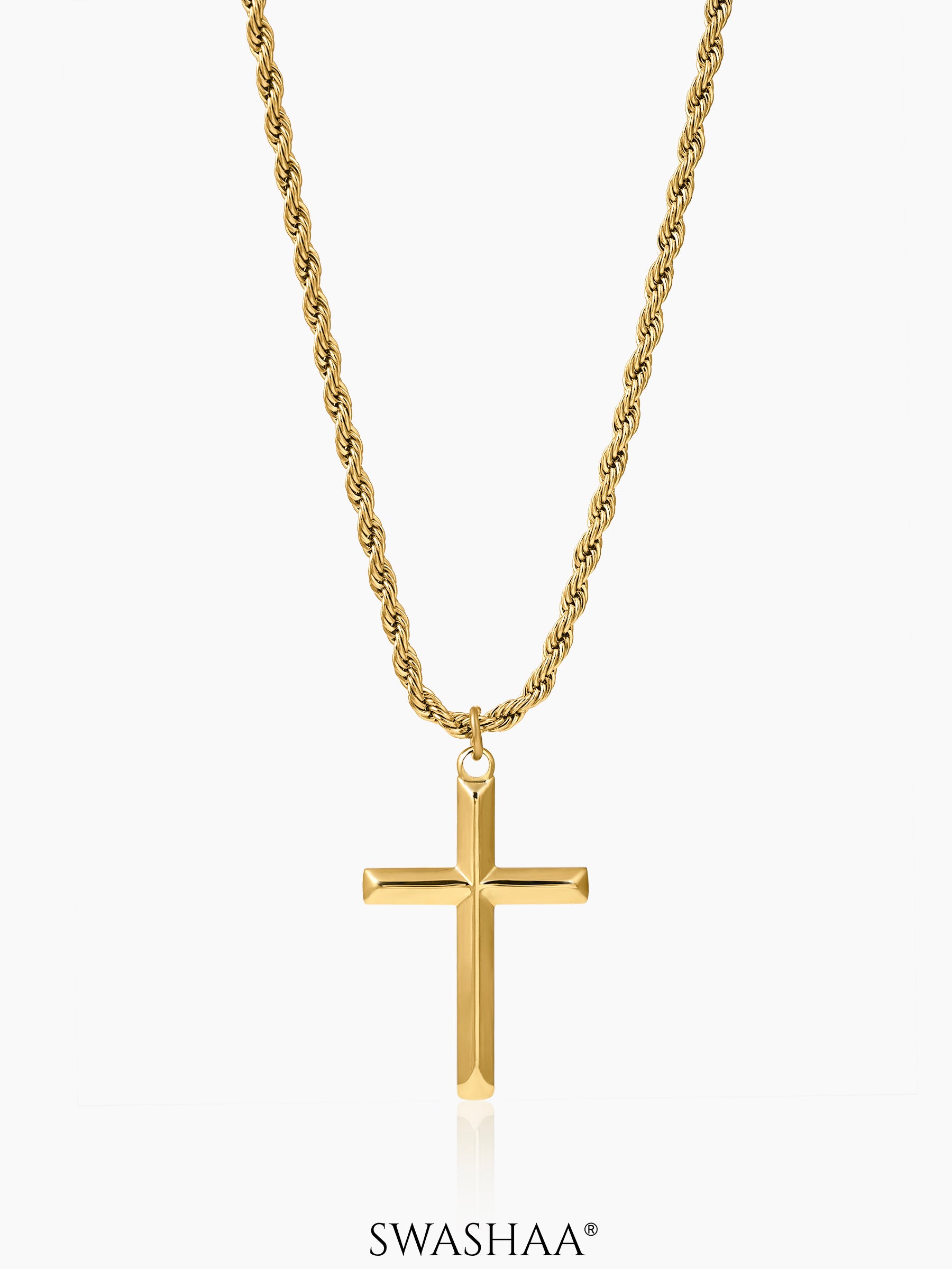 Sion Cross Rope Men's Chain Pendant 18K Gold Plated