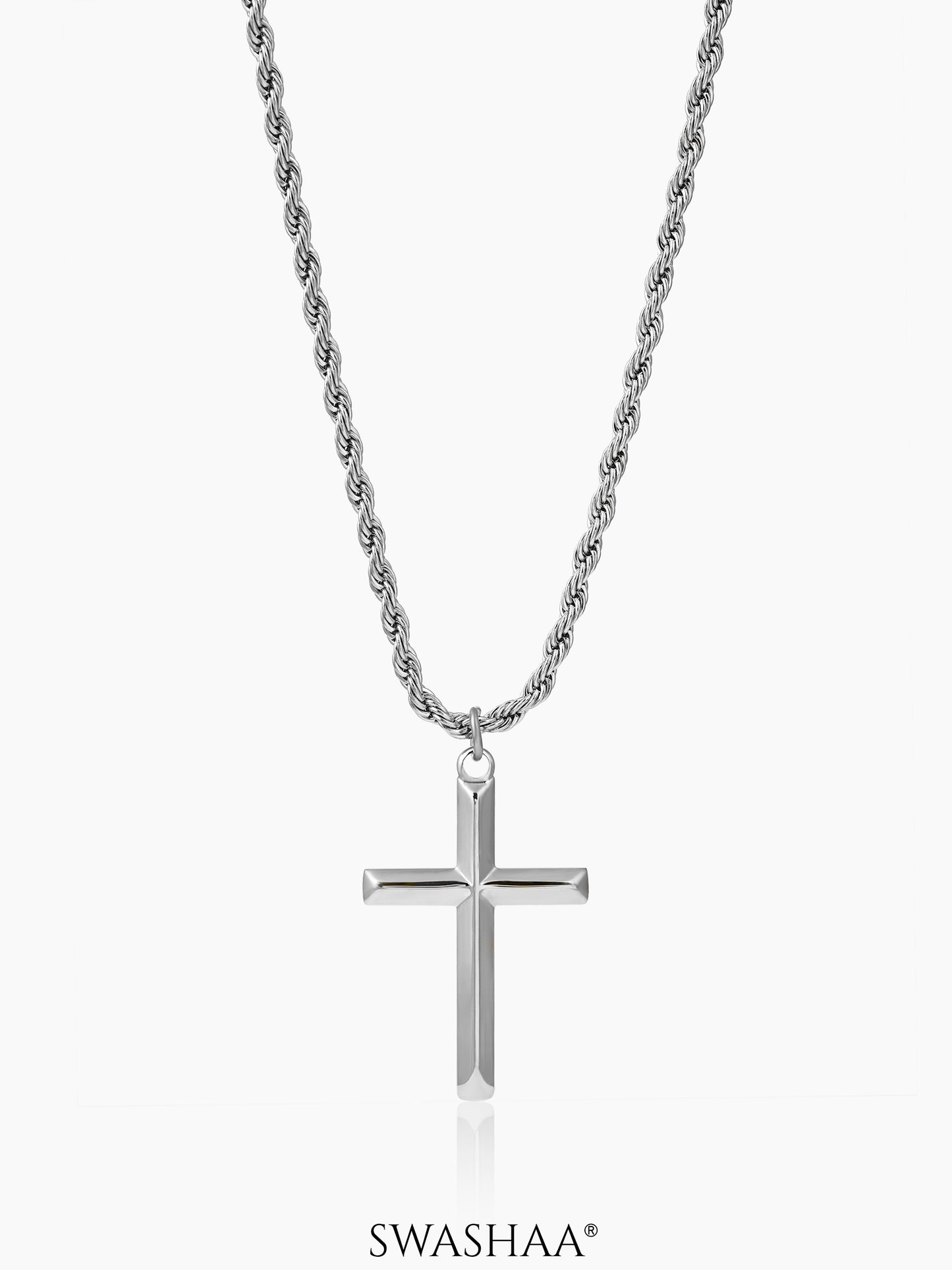 Sion Cross Rope Men's Chain Pendant Silver