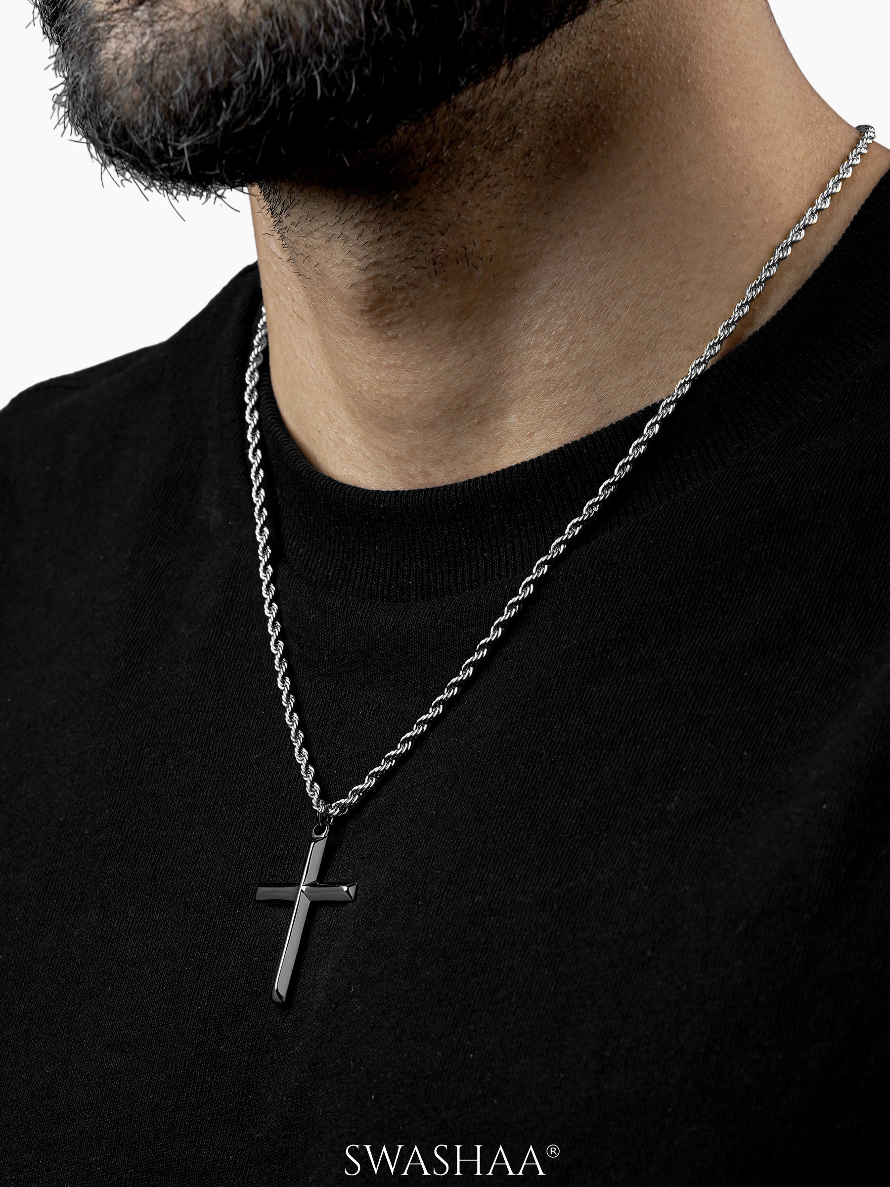Sion Cross Rope Men's Chain Pendant