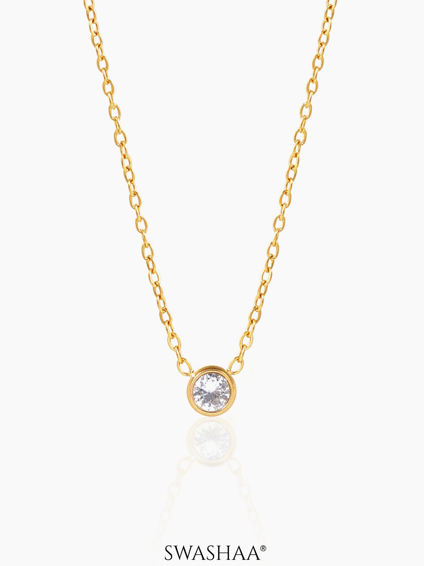 Sitara Solitaire 18K Gold Plated Necklace Gold