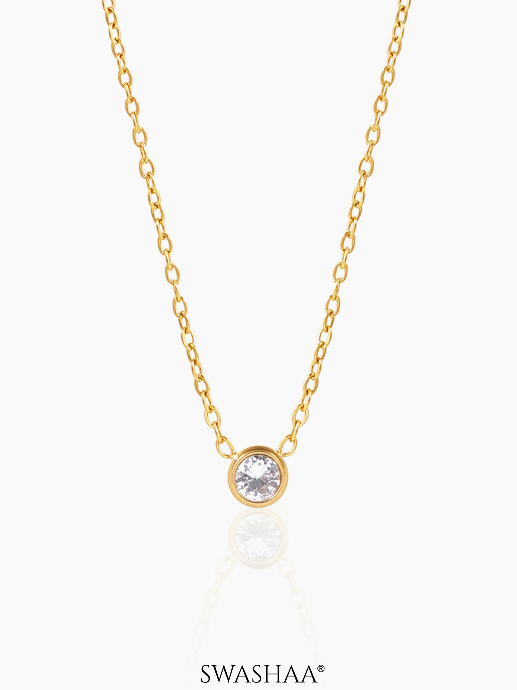 Sitara Solitaire 18K Gold Plated Necklace Gold