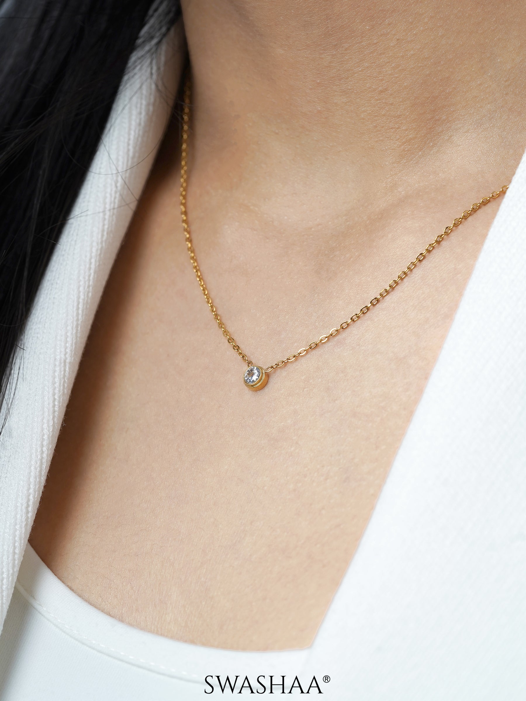 Sitara Solitaire 18K Gold Plated Necklace