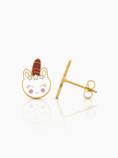 Smiley Unicorn 18K Gold Plated Kid's Stud Earrings Gold