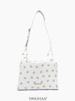Snow Petals Leather Shoulder Bag White