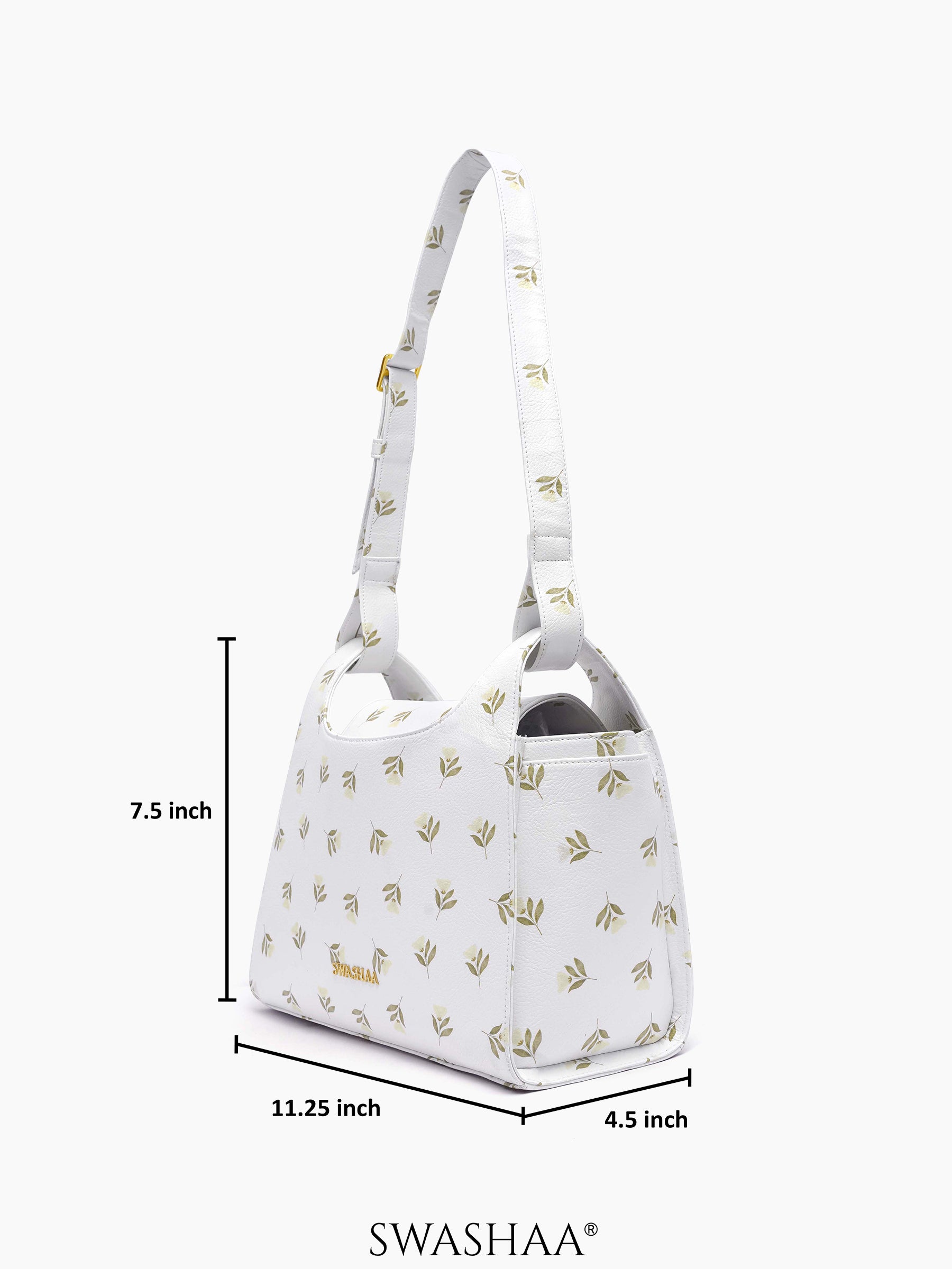 Snow Petals Leather Shoulder Bag