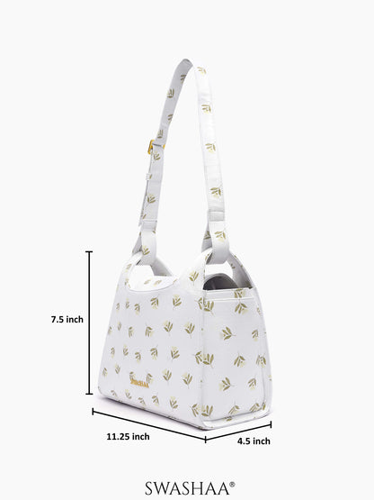 Snow Petals Leather Shoulder Bag