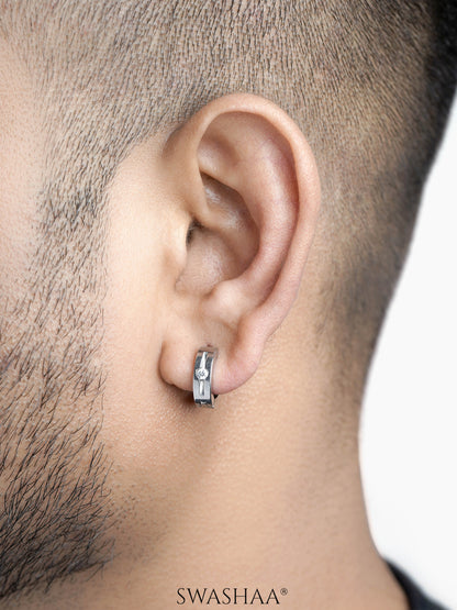 Solaris Studed Diamond Men's Hoop Earrings
