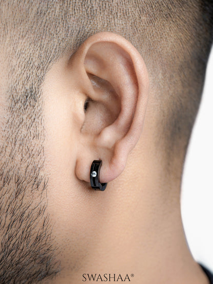 Solaris Studed Diamond Men's Hoop Earrings