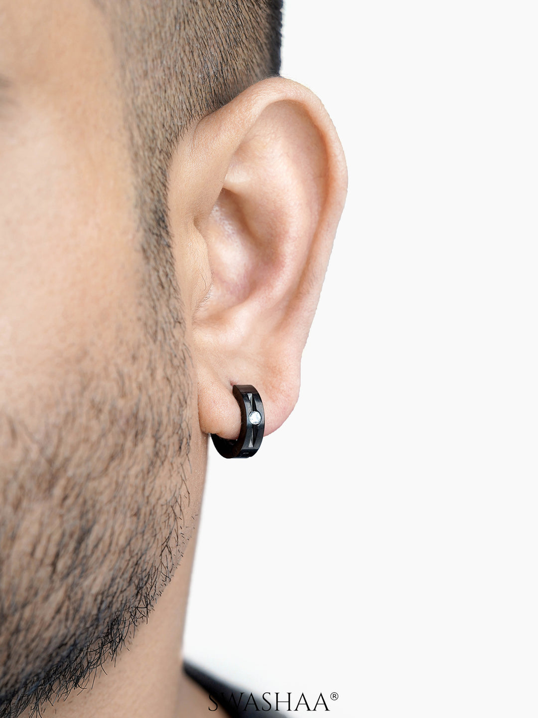 Solaris Studed Diamond Men's Hoop Earrings