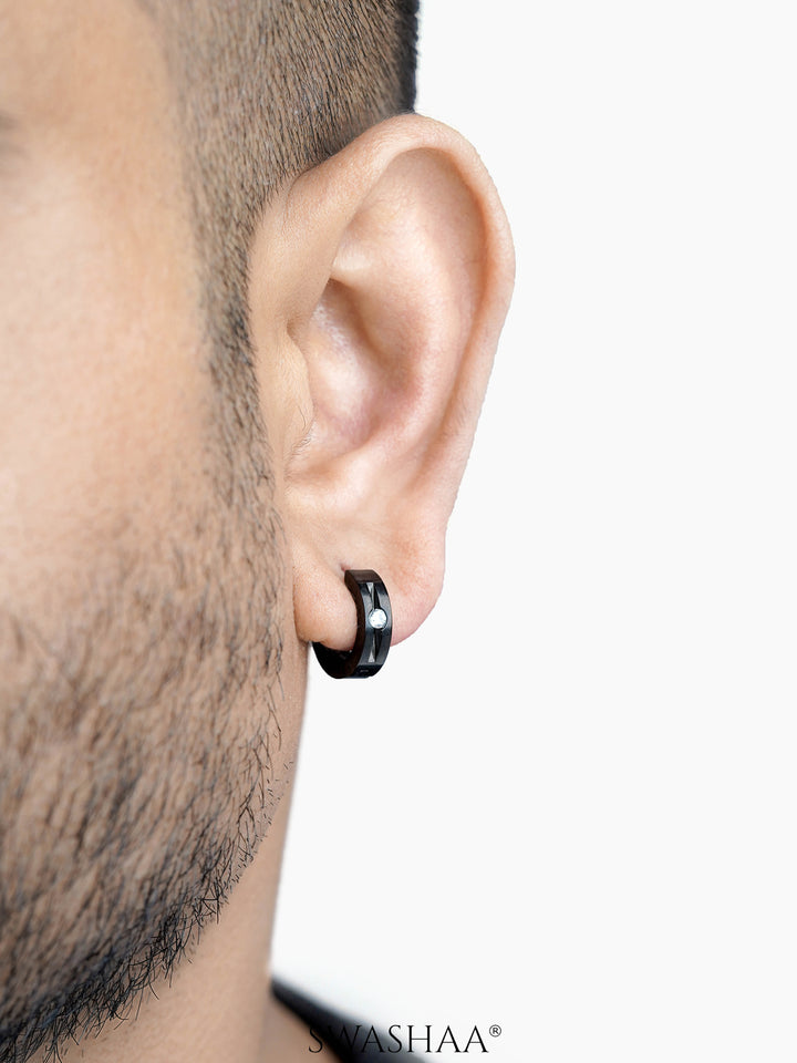 Solaris Studed Diamond Men's Hoop Earrings