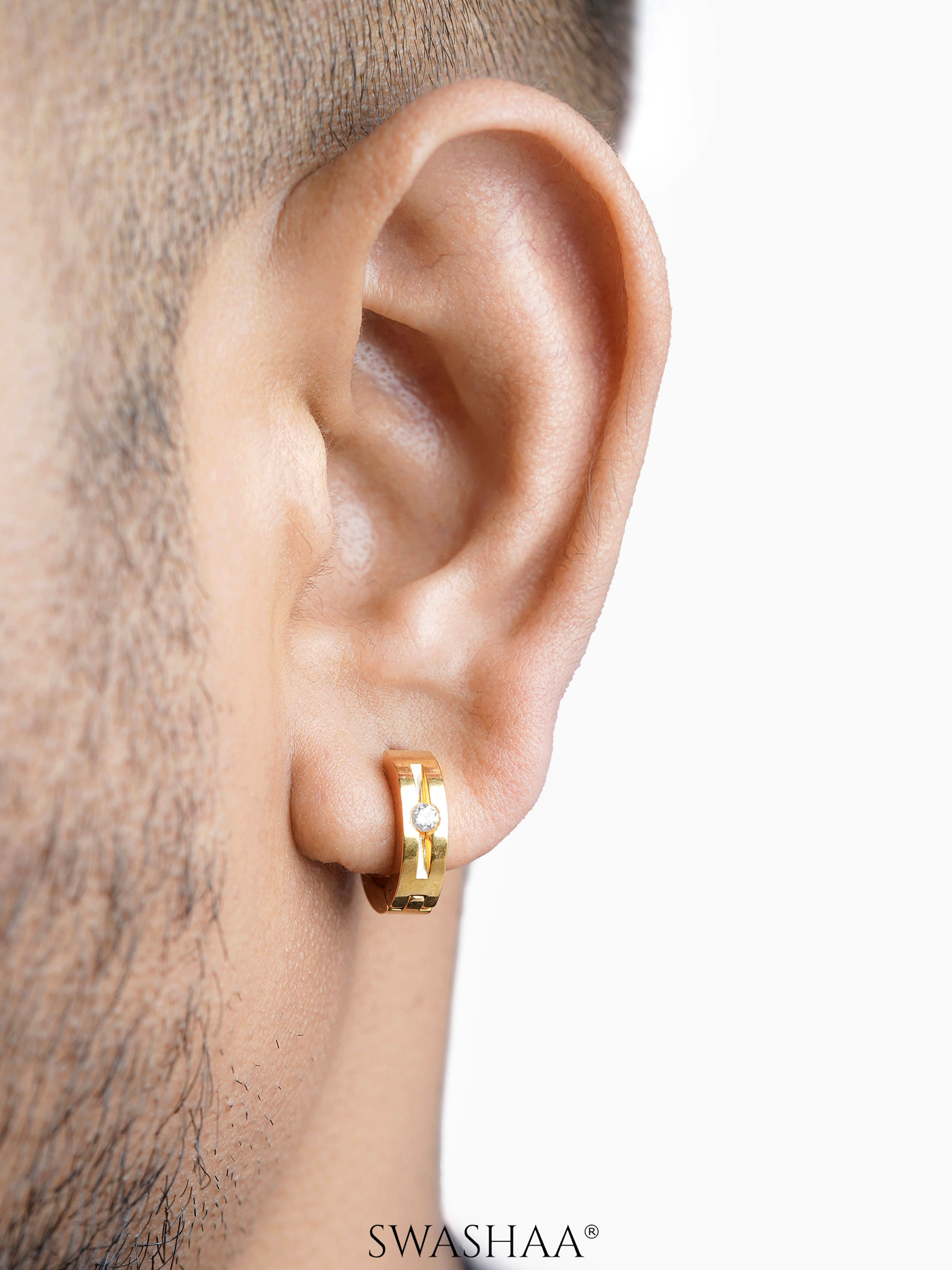 Solaris Studed Diamond Men's Hoop Earrings