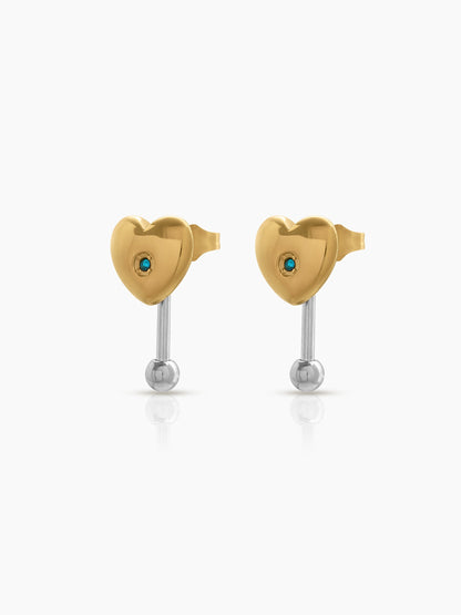 Solina Heart Drop 18K Gold Plated - Silver Earrings
