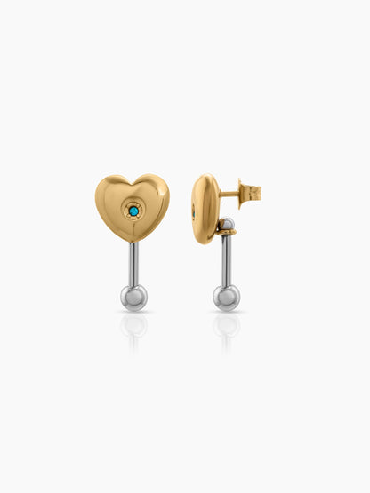 Solina Heart Drop 18K Gold Plated - Silver Earrings Gold - Silver